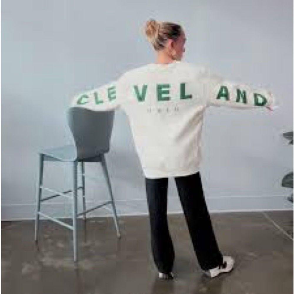 Cream and Green Cleveland Sweatshirt